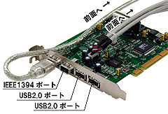 PCIボード側ケーブル接続写真