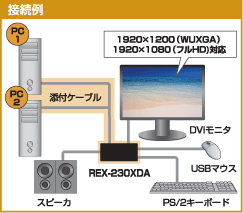 ラトックシステム　パソコン自動切換器機　DVI接続　　REX-230XDA