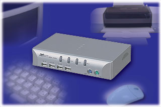 2台のパソコンを１組のマウス・キーボード・モニタで操作。USBデバイスも快適共有。