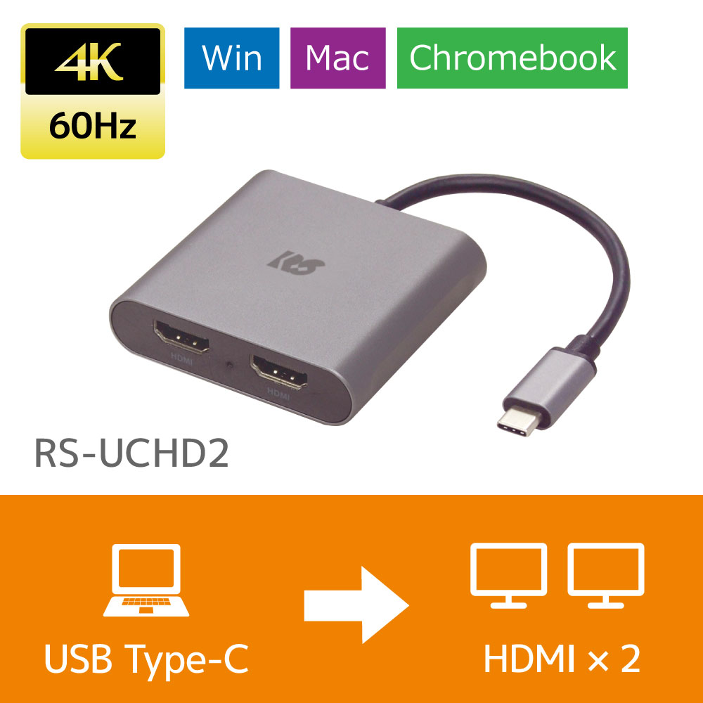 USB Type-C to デュアルHDMIディスプレイアダプター RS-UCHD2 [RATOC]