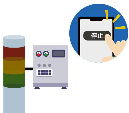 遠隔にある回転灯をスマホで停止