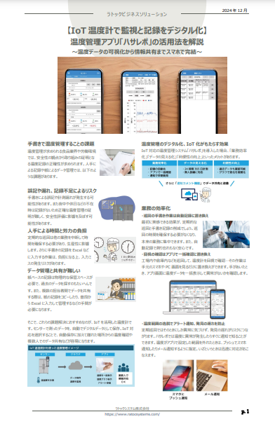 ニュースレター（IoT温度計で監視と記録をデジタル化）