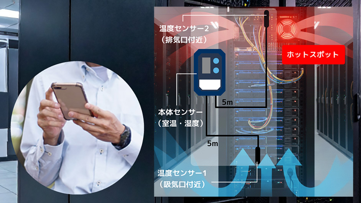 【社内LAN不要】サーバールームのホットスポットを3点計測で把握！停電も察知するIoT監視