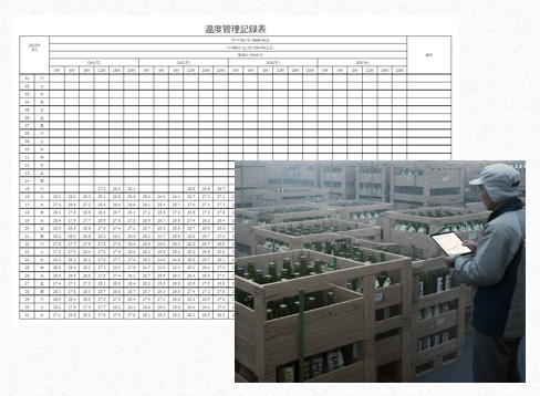 HACCPで求められる温度記録と記録表の書き出しが可能