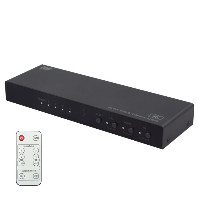 4K60Hz対応 外部音声出力付 4入力1出力 HDMIセレクター RS-HDSW41A-4K