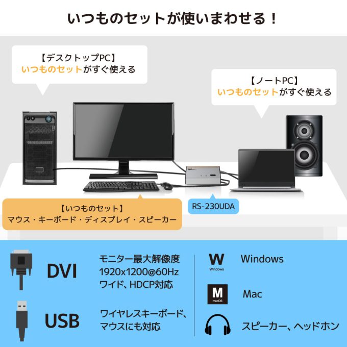 DVIパソコン切替器2台用 RSUDA｜ラトックシステム公式サイト