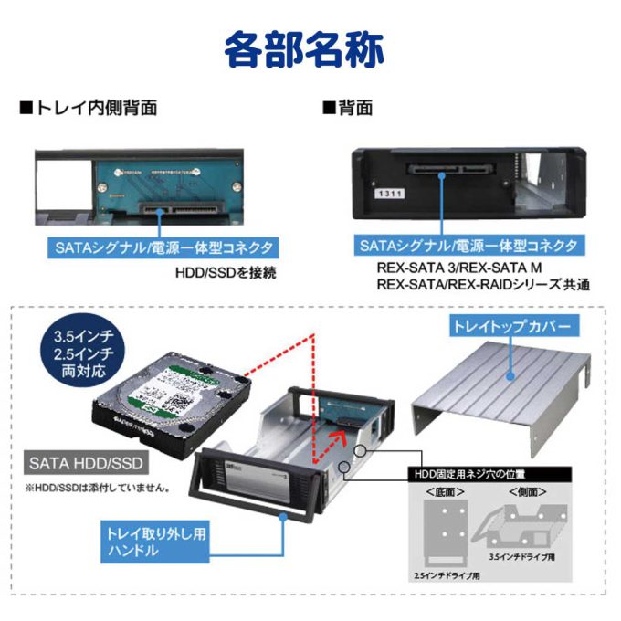 REX-SATA 3シリーズ SATAハードディスク対応交換用トレイ SA3-TR