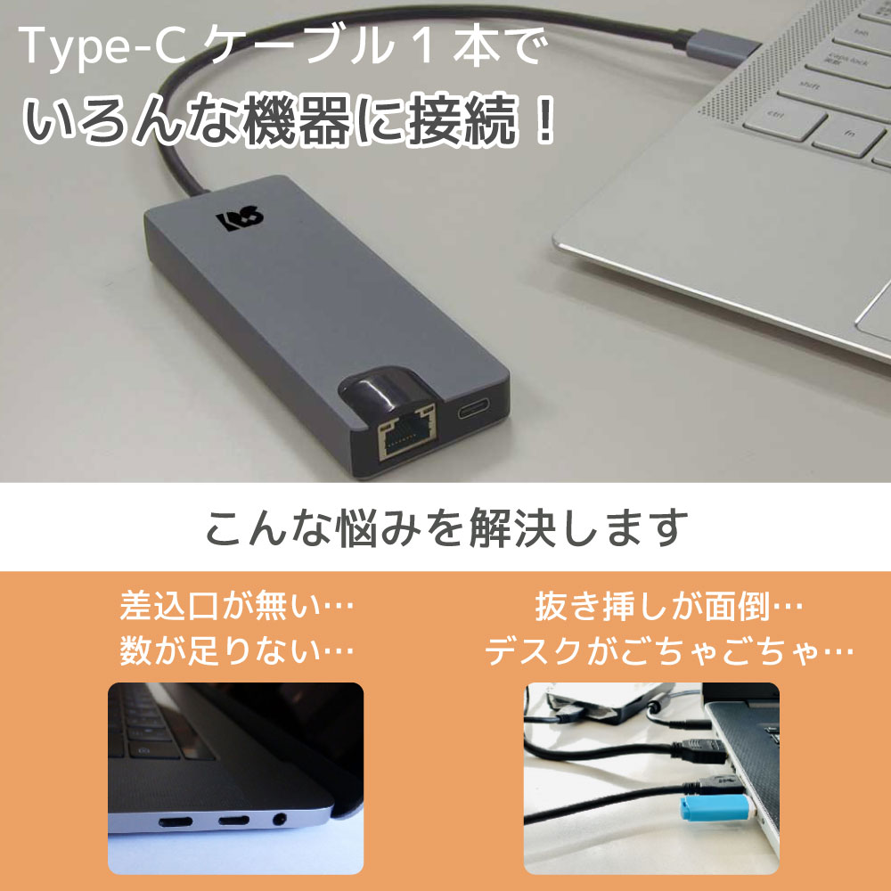 USB Type-C マルチアダプター（4K60Hz・PD対応・30cmケーブル