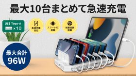 合計最大96W！スマホやタブレットを複数まとめて充電可能なUSB急速充電器、10月下旬発売のアイキャッチ画像